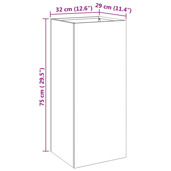 Саксия сребърна 32x29x75 см неръждаема стомана