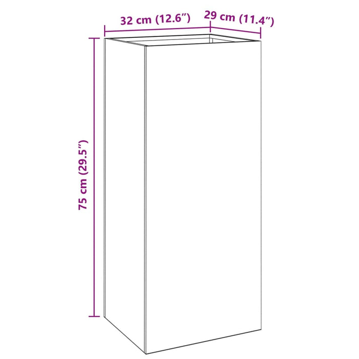 Planter Silver 32x29x75 cm Galvanised Steel