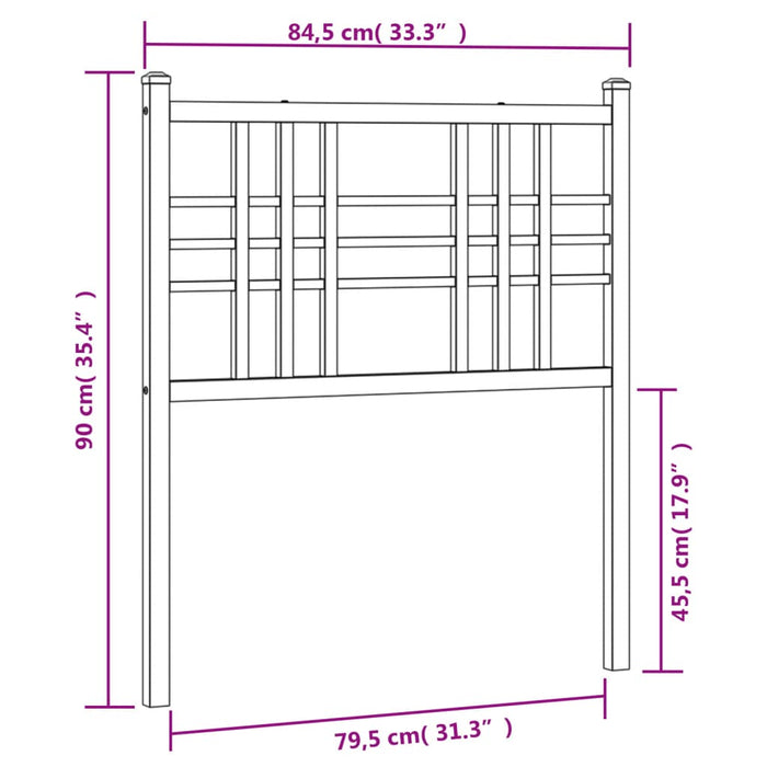 Metal Headboard Black 80cm