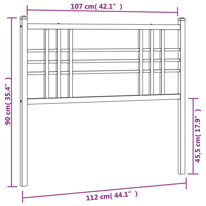 Metal Headboard Black 107cm