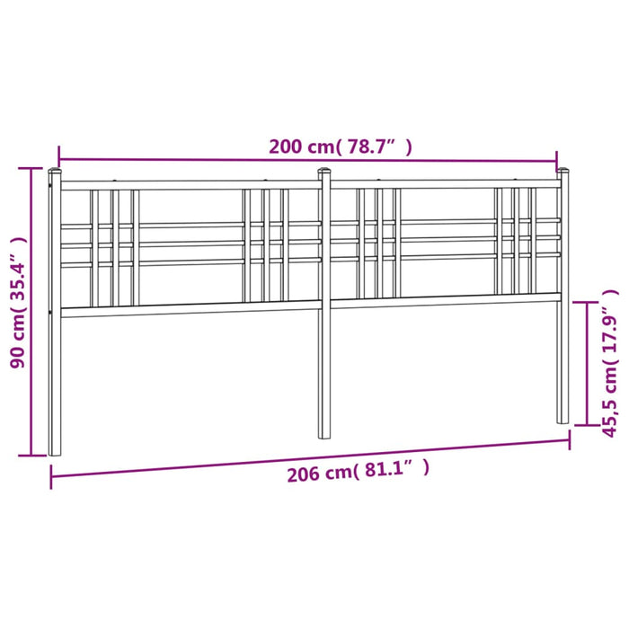 Metal Headboard Black 200cm