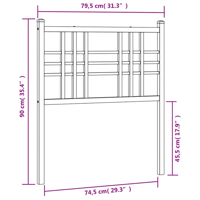 Metal Headboard White 75cm