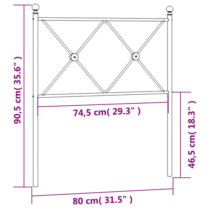 Metal Headboard Black 75cm