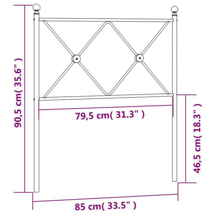 Metal Headboard Black 80cm