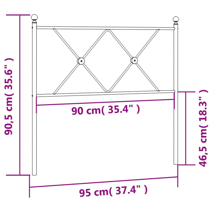 Metal Headboard Black 90cm