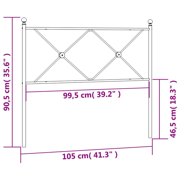 Metal Headboard Black 100cm