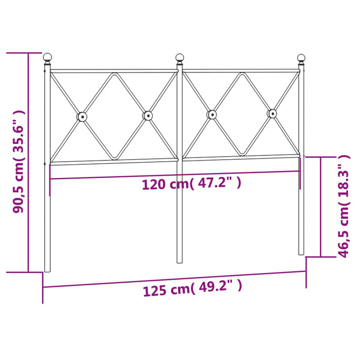 Metal Headboard Black 120cm