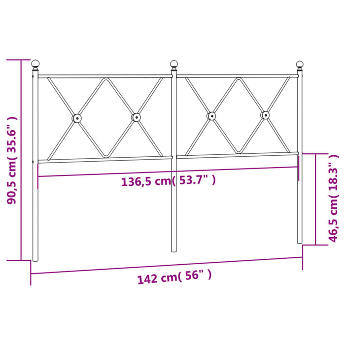 Metal Headboard Black 137cm