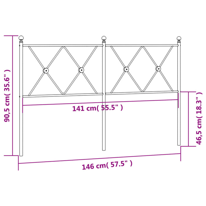 Metal Headboard Black 140cm