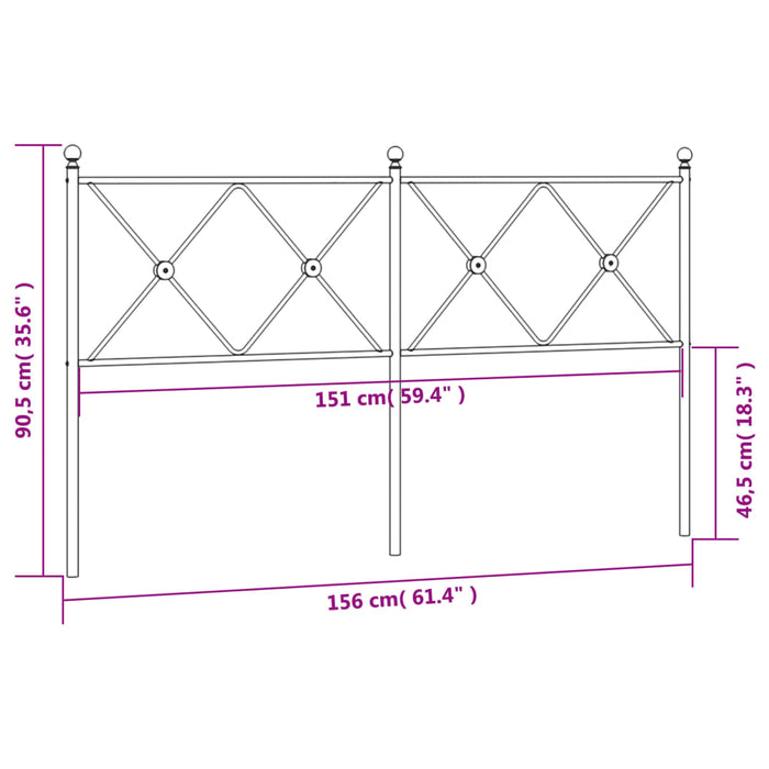 Metal Headboard Black 150cm