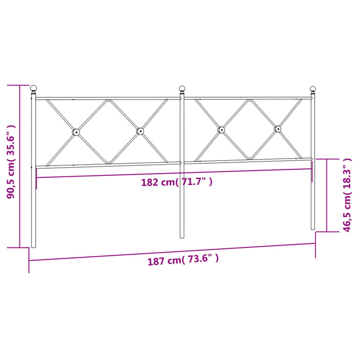 Metal Headboard Black 180cm