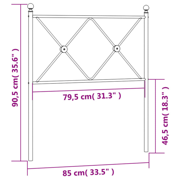 Metal Headboard White 80cm