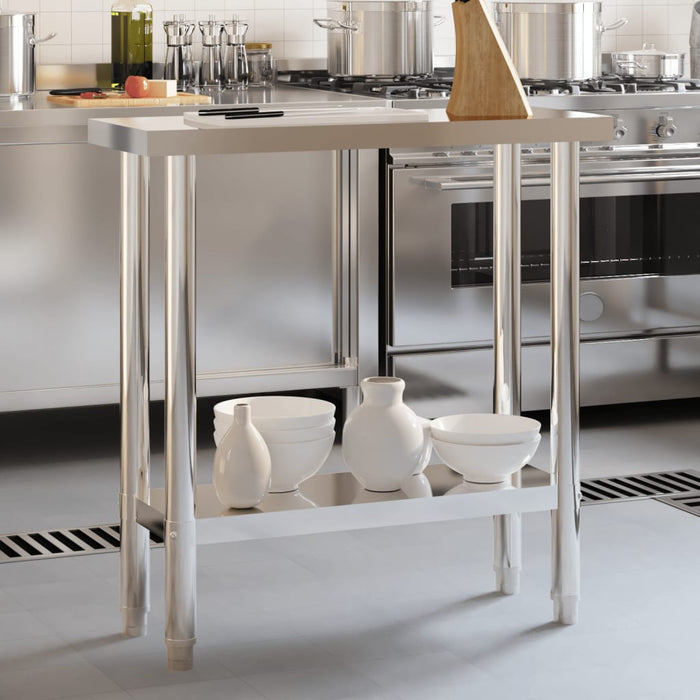 Kitchen Work Table 82.5x30x85 cm Stainless Steel