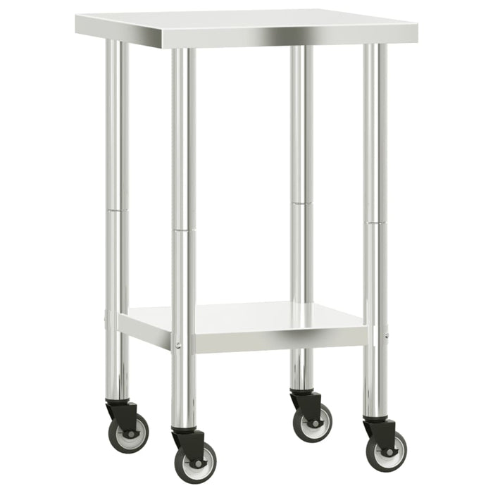 Kitchen Work Table with Wheels 55x55x85 cm Stainless Steel