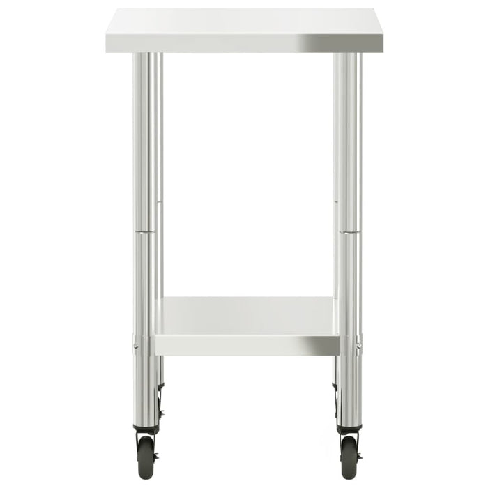 Kitchen Work Table with Wheels 55x55x85 cm Stainless Steel