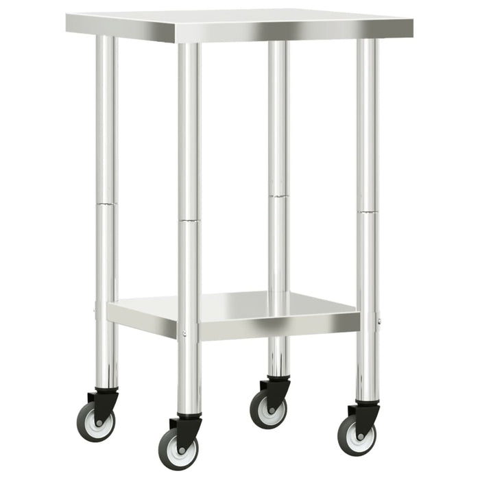 Kitchen Work Table with Wheels 55x55x85 cm Stainless Steel