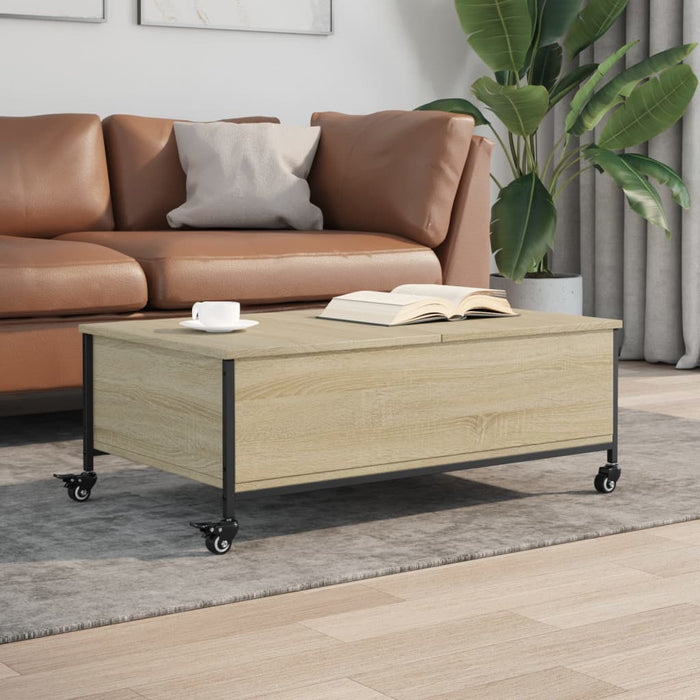 Журнальный столик на колесах Sonoma Oak 91x55x34 см Инженерное дерево