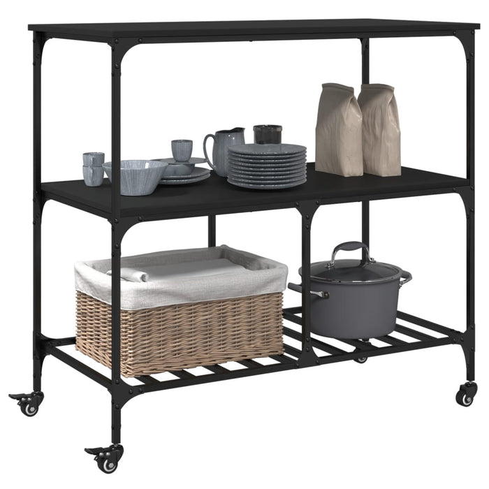 Kitchen Trolley Black 100x50x95 cm Engineered Wood