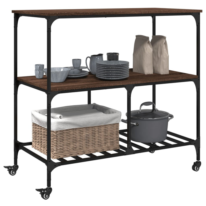 Kitchen Trolley Brown Oak 100x50x95 cm Engineered Wood