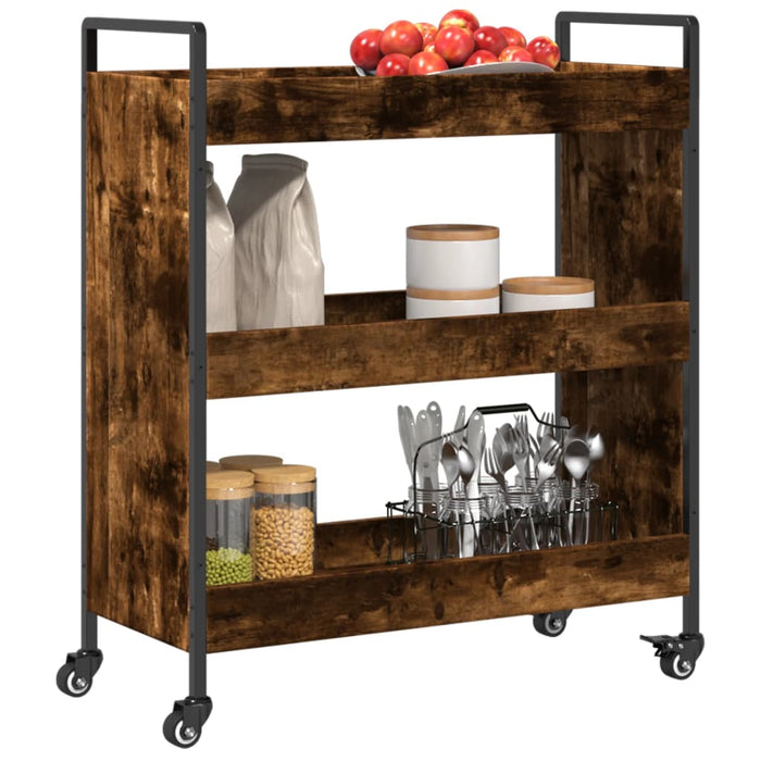 Kitchen Trolley Smoked Oak 70x30x82 cm Engineered Wood