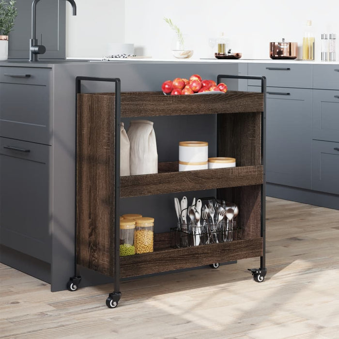 Kitchen Trolley Brown Oak 70x30x82 cm Engineered Wood