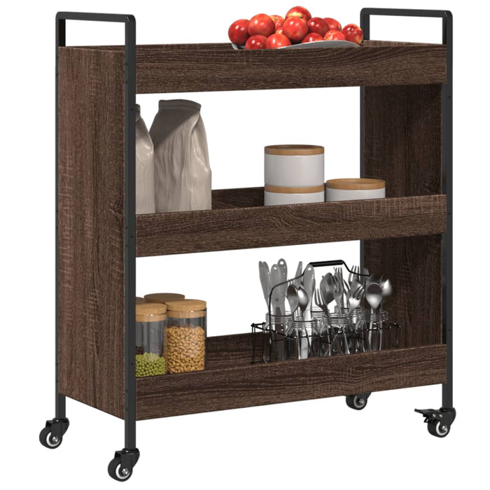 Kitchen Trolley Brown Oak 70x30x82 cm Engineered Wood