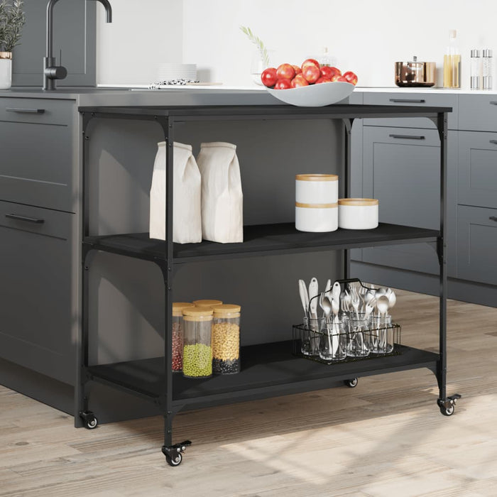 Kitchen Trolley Black 102x50x95 cm Engineered Wood