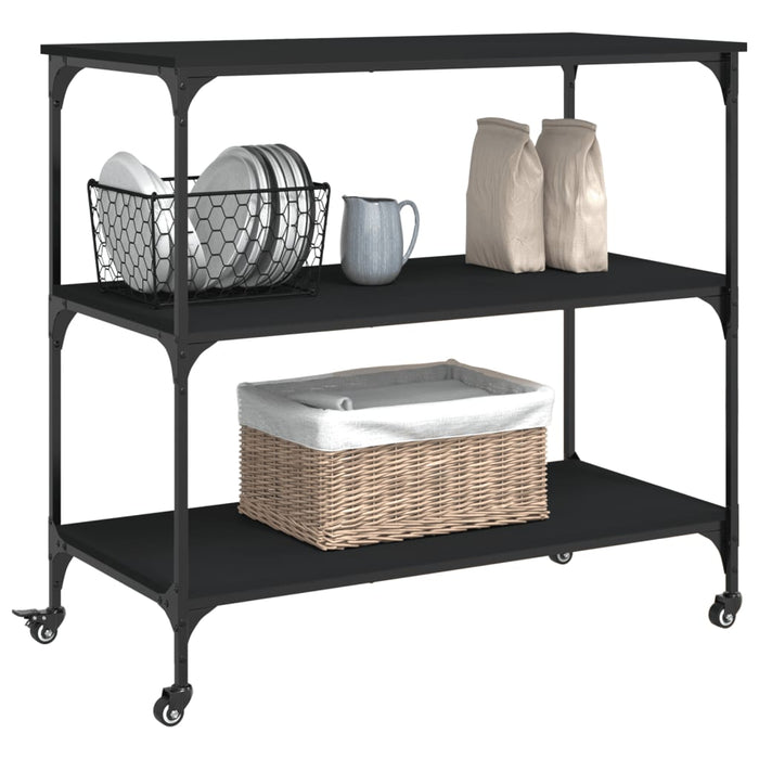 Kitchen Trolley Black 102x50x95 cm Engineered Wood