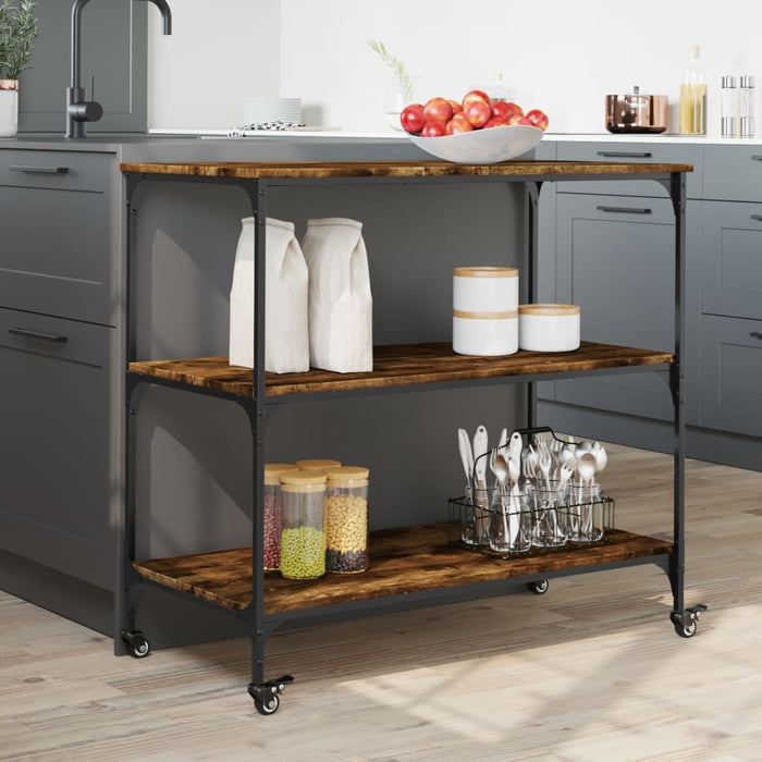 Kitchen Trolley Smoked Oak 102x50x95 cm Engineered Wood