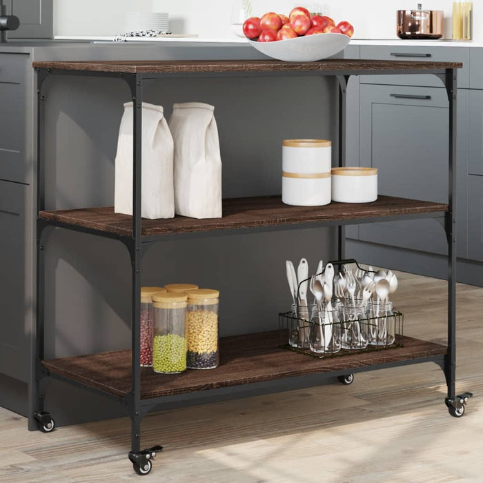 Kitchen Trolley Brown Oak 102x50x95 cm Engineered Wood