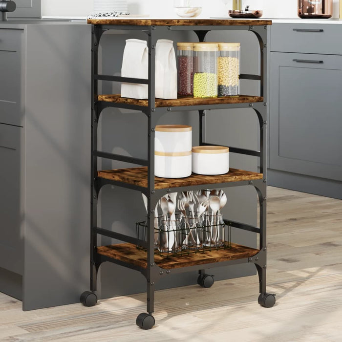 Kitchen Trolley Smoked Oak 45x35x89.5 cm Engineered Wood