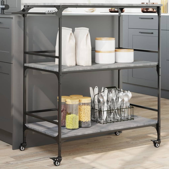 Kitchen Trolley Grey Sonoma 100.5x50x105 cm Engineered Wood