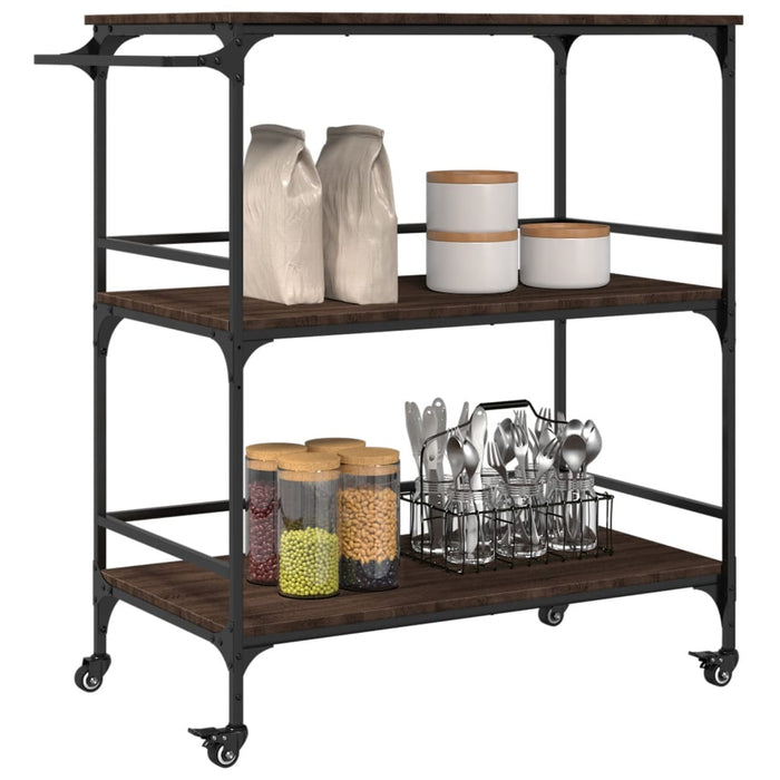 Kitchen Trolley Brown Oak 100.5x50x105 cm Engineered Wood