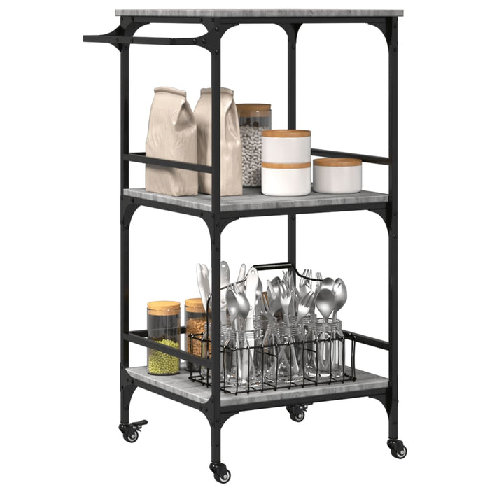 Kitchen Trolley Grey Sonoma 60.5x50x105 cm Engineered Wood