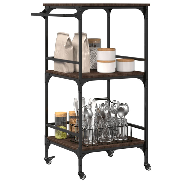 Kitchen Trolley Brown Oak 60.5x50x105 cm Engineered Wood