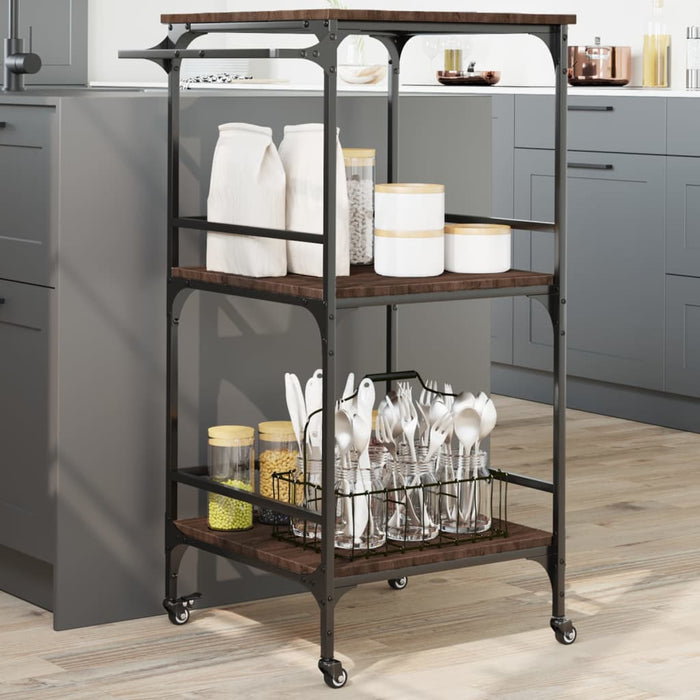 Kitchen Trolley Brown Oak 60.5x50x105 cm Engineered Wood