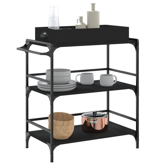 Kitchen Trolley Black 81.5x41x92.5 cm Engineered Wood