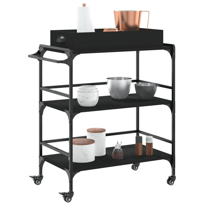 Kitchen Trolley Black 81.5x41x92.5 cm Engineered Wood