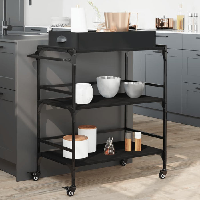 Kitchen Trolley Black 81.5x41x92.5 cm Engineered Wood