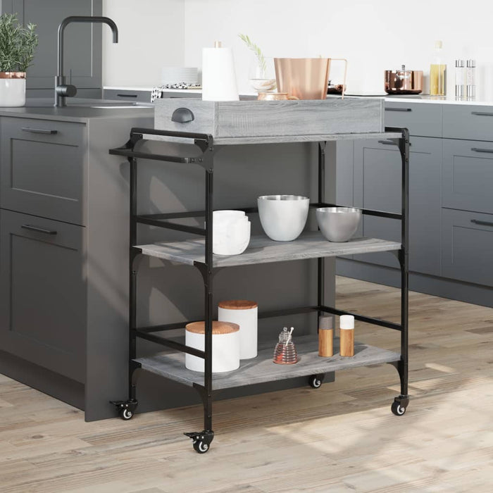 Kitchen Trolley Grey Sonoma 81.5x41x92.5 cm Engineered Wood