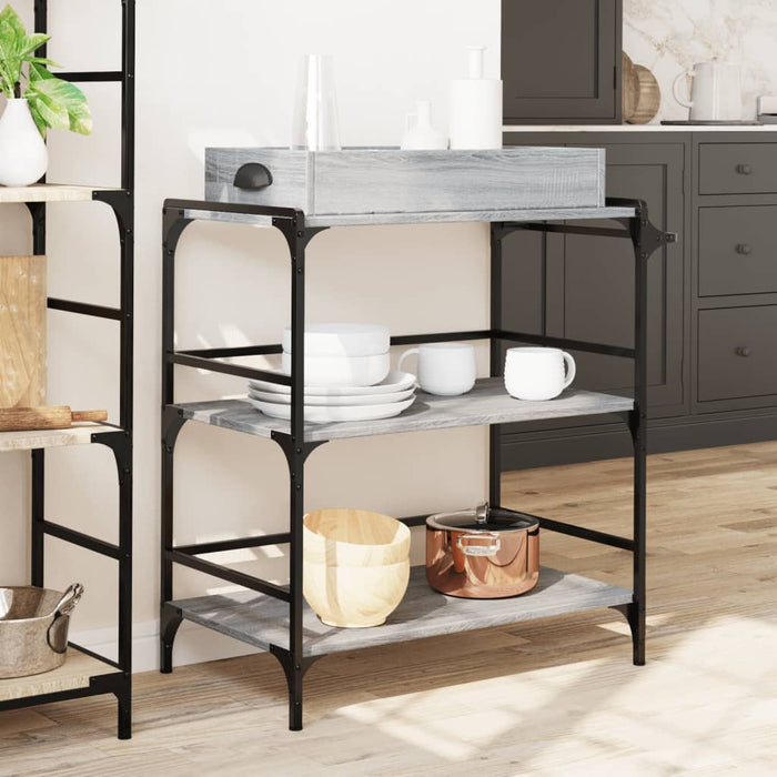 Kitchen Trolley Grey Sonoma 81.5x41x92.5 cm Engineered Wood