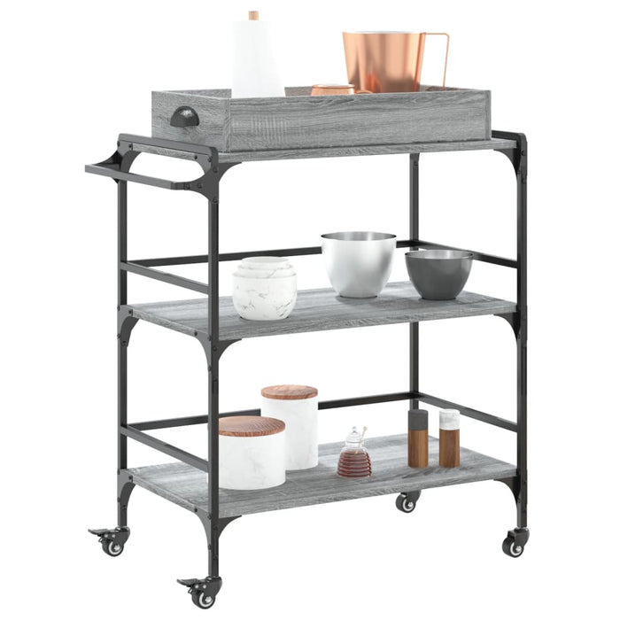 Kitchen Trolley Grey Sonoma 81.5x41x92.5 cm Engineered Wood