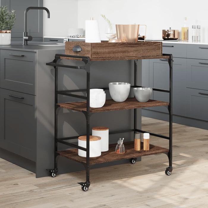 Kitchen Trolley Brown Oak 81.5x41x92.5 cm Engineered Wood