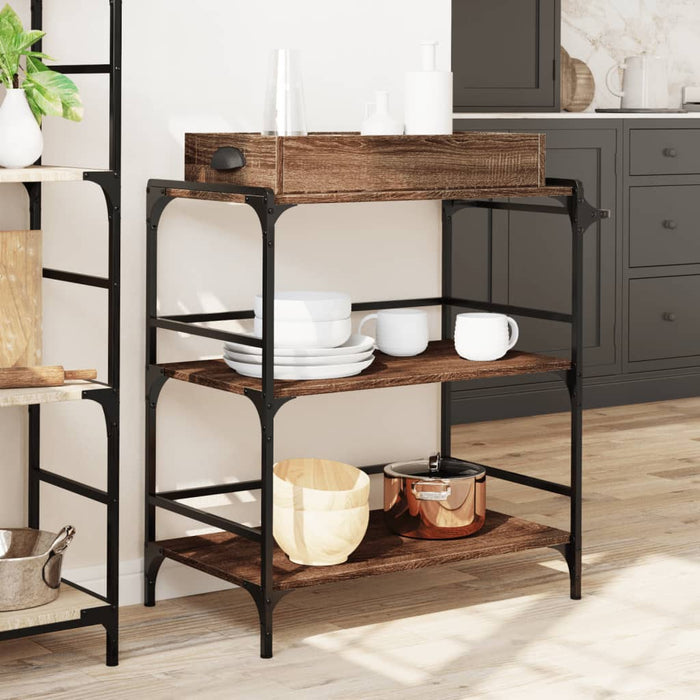 Kitchen Trolley Brown Oak 81.5x41x92.5 cm Engineered Wood