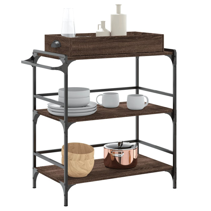 Kitchen Trolley Brown Oak 81.5x41x92.5 cm Engineered Wood