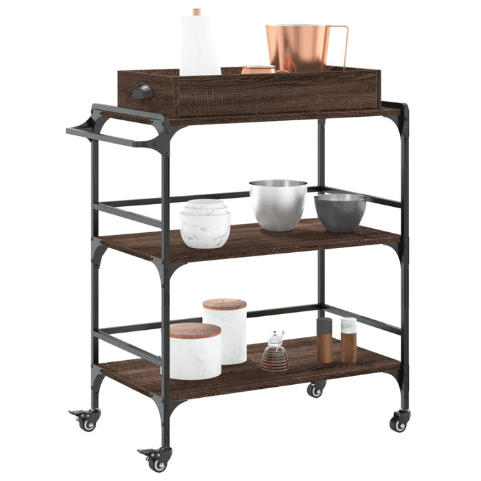 Kitchen Trolley Brown Oak 81.5x41x92.5 cm Engineered Wood