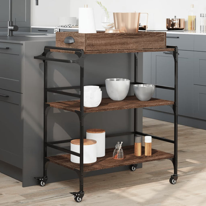 Kitchen Trolley Brown Oak 81.5x41x92.5 cm Engineered Wood