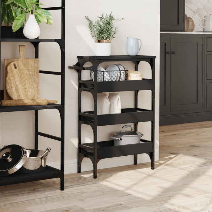 Kitchen Trolley Black 53x20x76 cm Engineered Wood