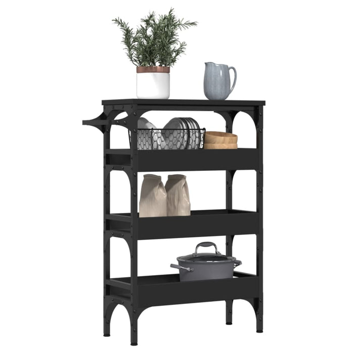 Kitchen Trolley Black 53x20x76 cm Engineered Wood