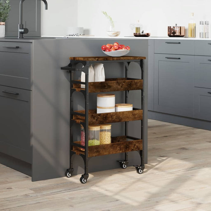 Kitchen Trolley Smoked Oak 53x20x76 cm Engineered Wood